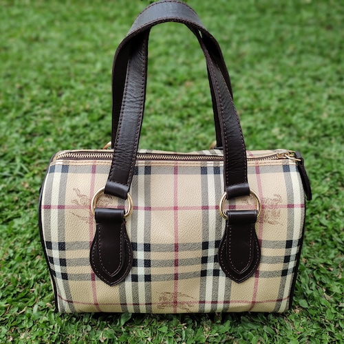 Banke værktøj hektar Vintage Burberry Haymarket Check Boston Bag Top Handle Bag - Etsy