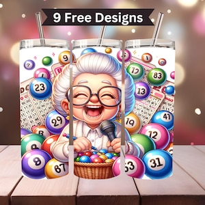 BINGO oma 20 oz beker digitale instant download, Bingo Gradma beker wrap, 300 DPI PNG, sublimatie, spel Cadeau voor haar, oma cadeau