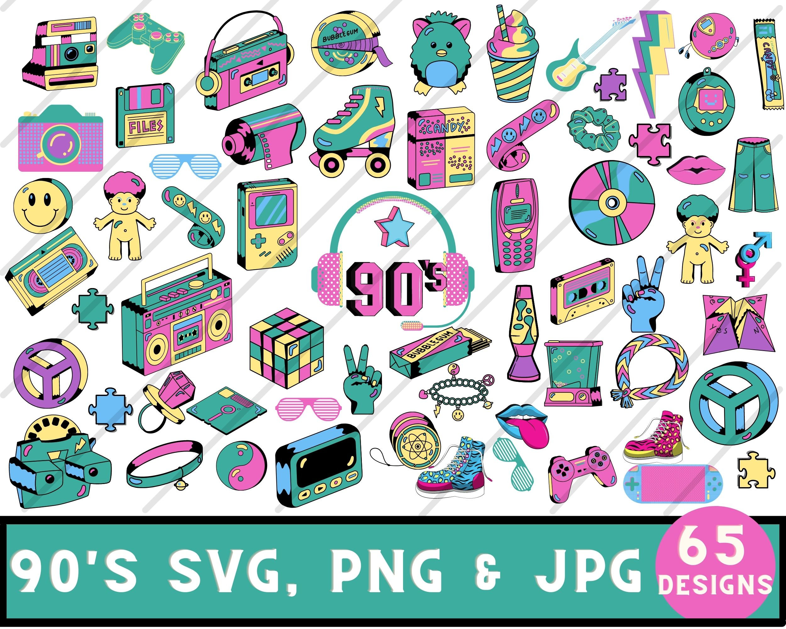 90's Clipart 90s Retro 90s Sticker Pack 90s SVG, PNG and JPG