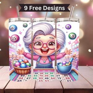 BINGO oma 20 oz beker digitale instant download, Bingo Gradma beker wrap, 300 DPI PNG, sublimatie, spel Cadeau voor haar, oma cadeau