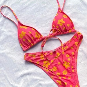 Designer Swim Dupe, Floral Triangle Bikini, Kendall Jenner Bikini, Hot Girl Summer, Y2K image 3
