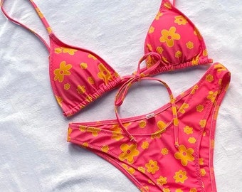 Designer Swim Dupe, Floral Triangle Bikini, Kendall Jenner Bikini, Hot Girl Summer, Y2K