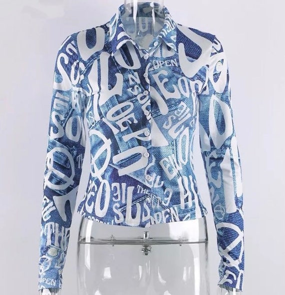 denim print shirt