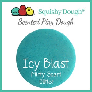 Icy Blast, Blue Glitter Mint Scented Playdough, Non-Toxic Aromatherapy Dough, Sparkly Sensory Play for Kids, Party Favor, Birthday Gift