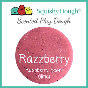 Pink Glittery Raspberry Scented Playdough, Non-Toxic Glitter Dough, Christmas Stocking Stuffer, Holiday Gift for Kids, Handmade Playdough