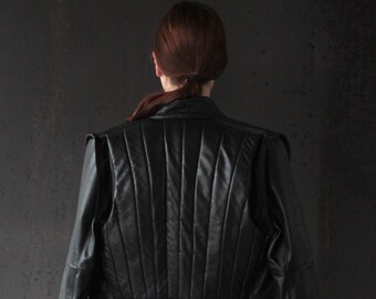 Motorcycle jacket / Leather and suede biker jacket / Vintage black leather jacket