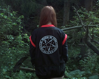 Deconstructed bomber jacket | Spring windbreaker with Vegan pentagram back patch