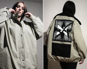 XZOUIX X VINTAGE Windbreaker jacket with screen printed back patch