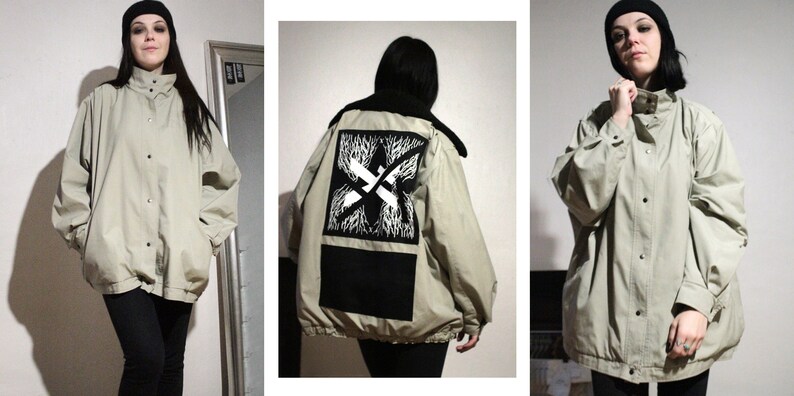 XZOUIX X VINTAGE Windbreaker jacket with screen printed back patch image 10
