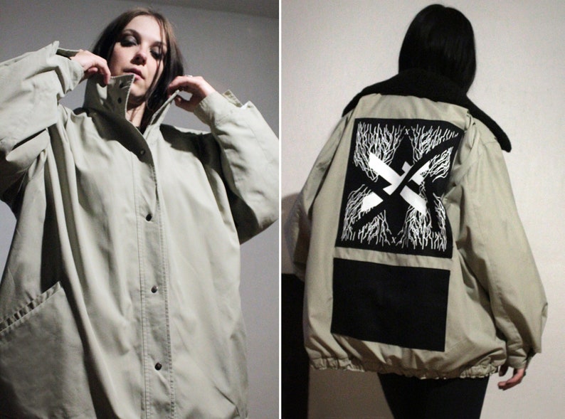 XZOUIX X VINTAGE Windbreaker jacket with screen printed back patch image 1