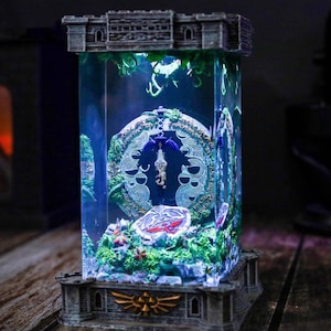 Diorama Ze.lda Shield And Master Sword Epoxy Lamp Link Ze.lda Night Light Anime Night Light Epoxy art Custom Gift idea Christmas gift to her