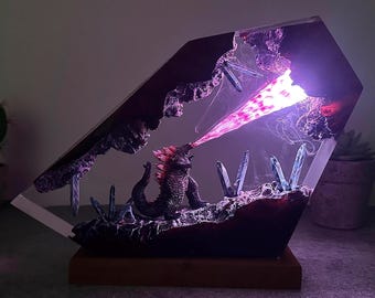 Diorama King Monster Burning Night Light ver 2 Anime Epoxy Lamp Resin Lights Lamp Desk Lamp Christmas gifts handmade