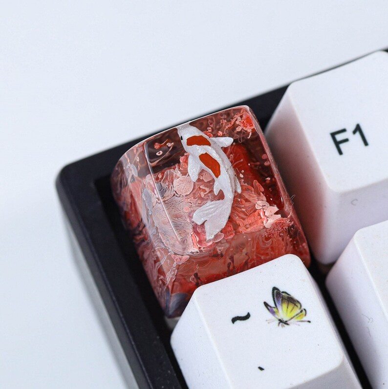 Red Koi keycap for cherry MX keyboard, Cute keycap for mechanical keyboard, Artisan Keycap, Birthday gift for son, Birthday gift for her 