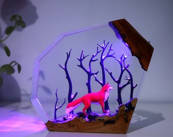 Fox in Forest Night Light, decoration, Legendary Foxes fairy tale lamp Decoration, Forest lamp, Birthday Decoration Valentine gifts for him