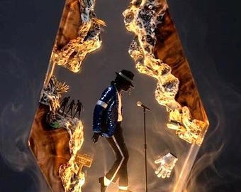 Lampa z żywicy Michaela Jacksona, lampka nocna MJ, lampka nocna Króla Popu, ręcznie robiona lampa epoksydowa MJ, prezent dla niego