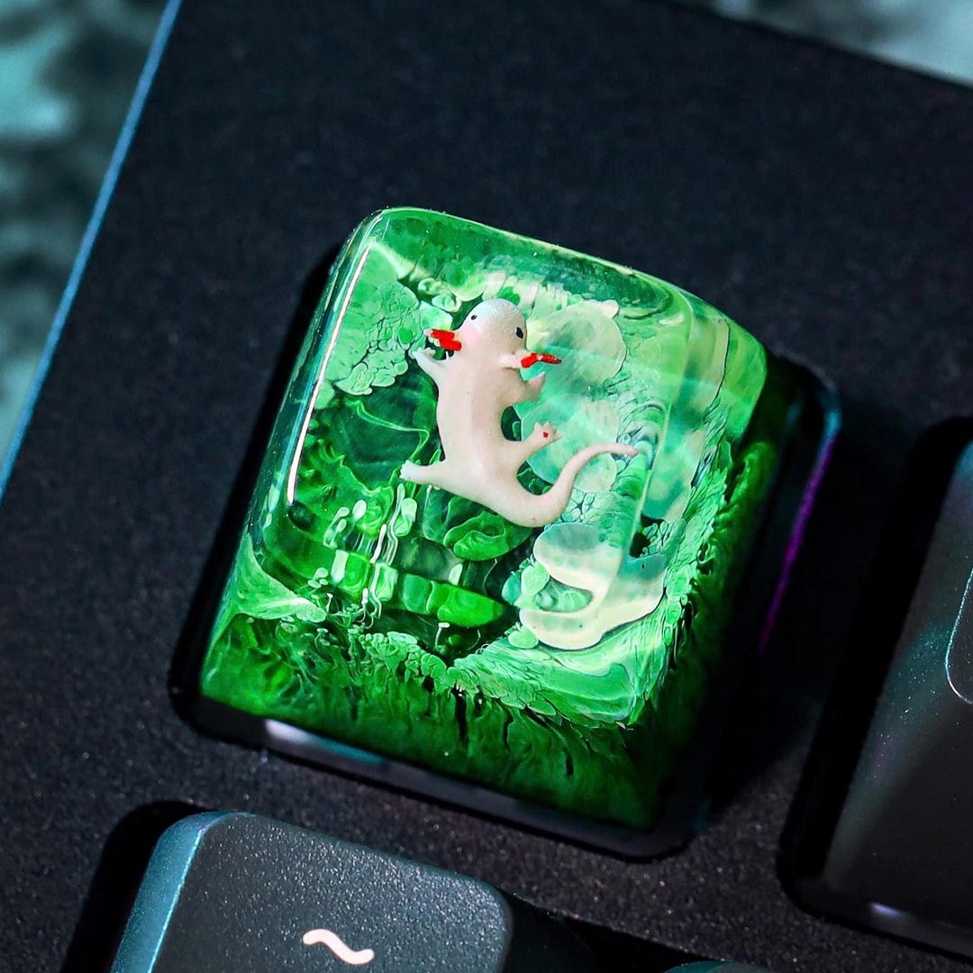 CUTE AXOLOTL Artisan Keycaps, Minecraft Axolotl Keycap for Cute ...