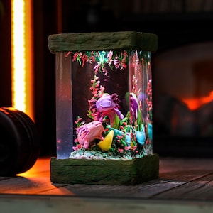 Axolotl Night Light Custom Mexican Salamance Epoxy Lamp Table Lamp Desk Lamp home Decoration house warming gift handmade art Christmas
