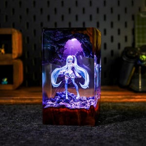 Miku resin lamp, Gaming Decor Night Lamp, custom lamp, Halloween decor, custom resin night light Christmas Gift idea Anime Lamp