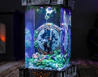 Diorama Totk Li.nk Z.eld.a Epoxy Lamp L.ink Ze.lda Night Light Link Home Decor Night Light Epoxy art Custom Giìt idea Christmas gift for her