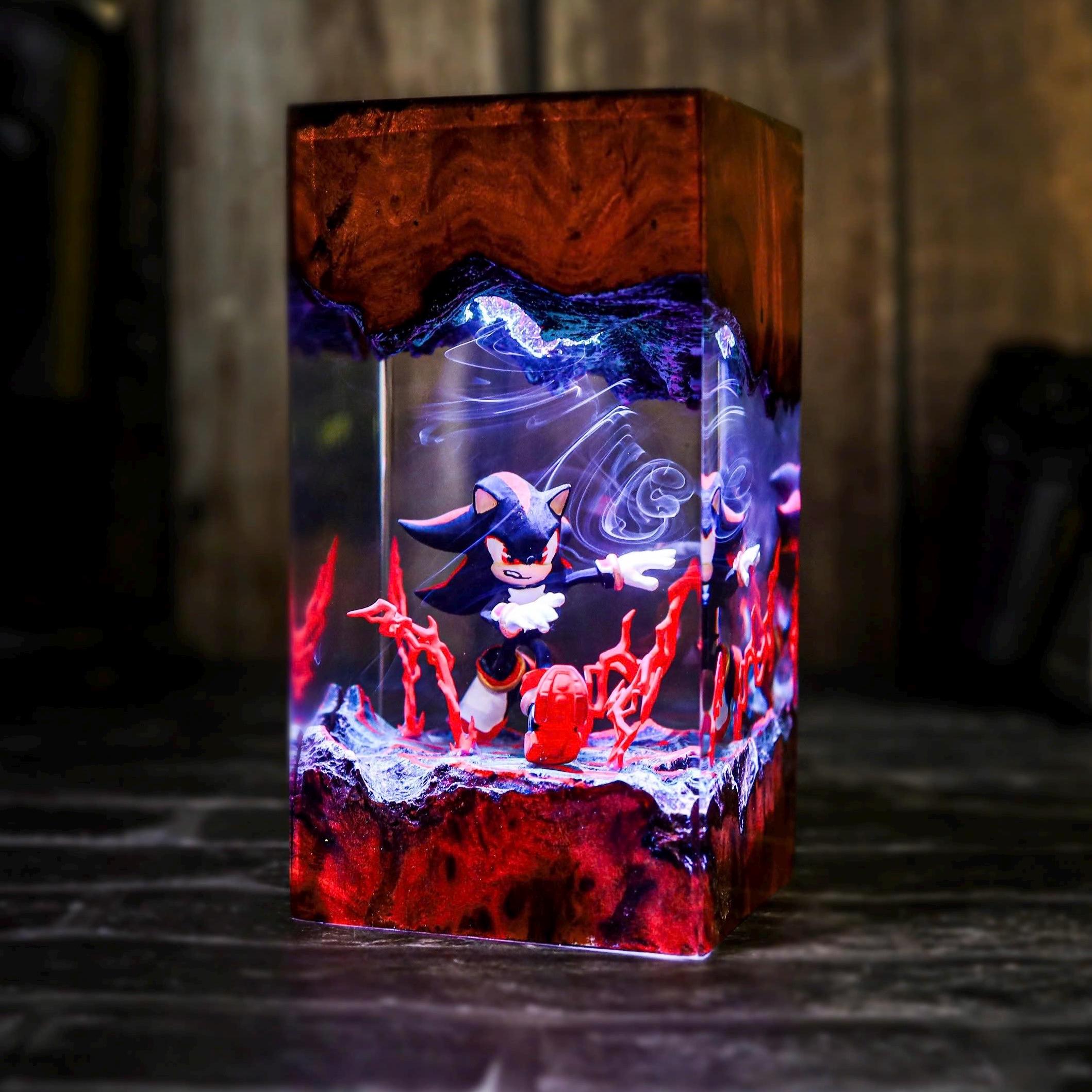 Shadow The Hedgehog Epoxy lamp, game Lamp, cartoon Night light, Sonic Face Diorama gift gaming decor gift for him