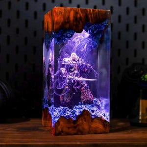 A.thas mene.thil resin lamp, Wow diorama Night Lamp, custom lamp, Lich king Lamp decor, custom resin night light father day gifts