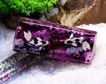 Purple Koi keycap for cherry MX keyboard, SA profile keycap, Blue Koi Keycap gaming gear, Custom artisan keycap, Birthday gifts for him