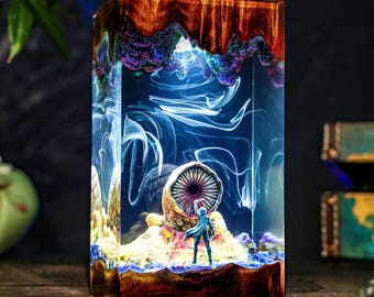 Desert Worm Resin Lamp, Handmade Epoxy Wood Light, Fantasy Creature Lamp, Gamer Desk Lamp, Unique  Night Light, Sci-Fi Gift for Him