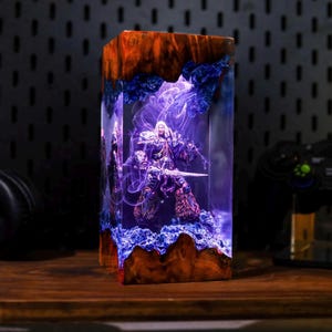A.thas mene.thil resin lamp, Wow diorama Night Lamp, custom lamp, Lich king Lamp decor, custom resin night light father day gifts