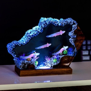 Axolotl Night Lamp,Mexican Salamander Epoxy Lamp,Resin Night Light,Table Lamp,Gift for Boyfriends,gift for son,Christmas gift Decor