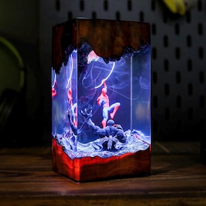 Custom Super Hero night light, Super Hero diorama lamp, Custom Venom movie Epoxy Night Light Movie lamp resin lamp Christmas gift for him
