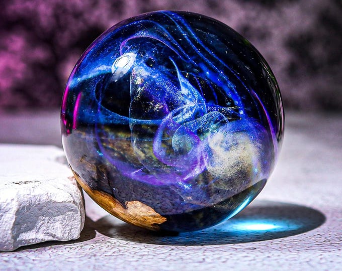 Galaxy Paperweight Northern Lights Paperweight Decor Resin Wood Globe Northern Lights Gift Aurora Borealis Home Decor Paperweight Gifts