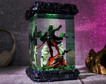 Lámpara de epoxi Diorama Darth Vader Star W.ar Luz de noche Decoración personalizada para el hogar Luz de noche Arte de epoxi Idea de regalo personalizada Regalo de Navidad para él