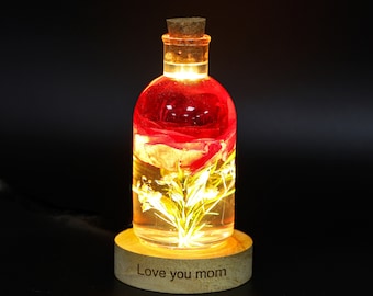 Luce notturna a forma di fiore di ROSA VERA Luce notturna romantica Lampada in resina con fiore, lampada a forma di fiore illuminata, lampada a forma di fiore eterno Lampada a forma di fiore di tarassaco