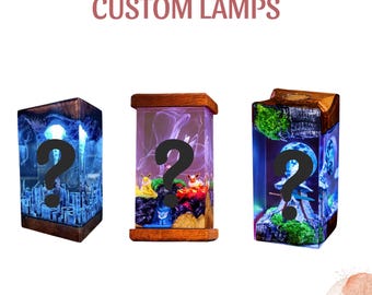 Custom Epoxy Lamp, Personalized Resin lamp Creative Epoxy Lamp for Gaming Set up Lights Lamp Decor Desk Lamp Boho Home Decoration