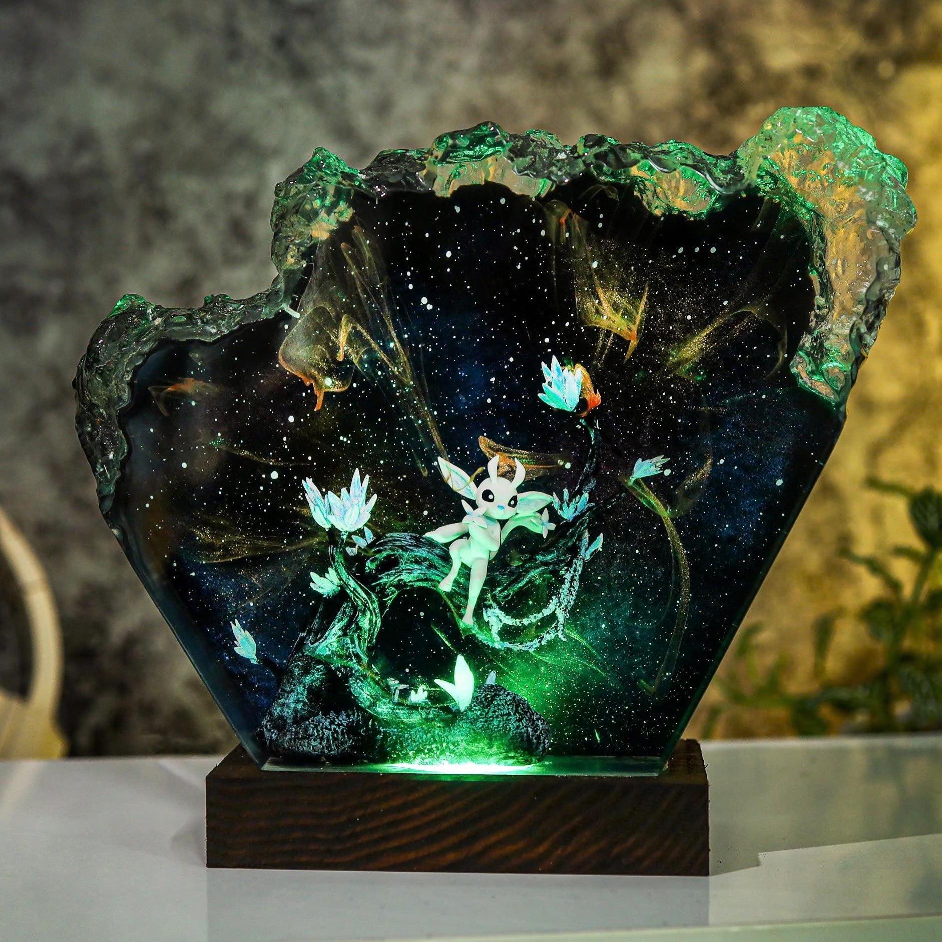 O.ri and the B.lind Forest night lamp, Hot Anime lamp, Epoxy Resin Lamp, Wood Lamp, Handmade Lamp, Game Gift Christmas gift ideas