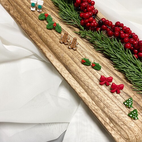 925 Sterling Silver Christmas Tree Earrings Reindeer Studs Etsy