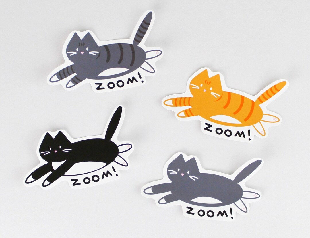 Zooming Kitty Sticker Cat Stickers Stickers for Water Bottles, Cat