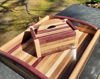 Exotic hardwood serving tray with matching box