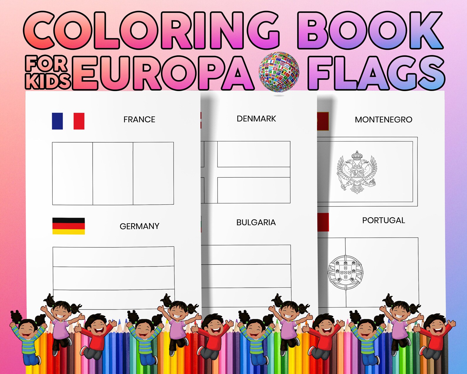Printable Coloring Pages European Flag Premium Coloring - Etsy