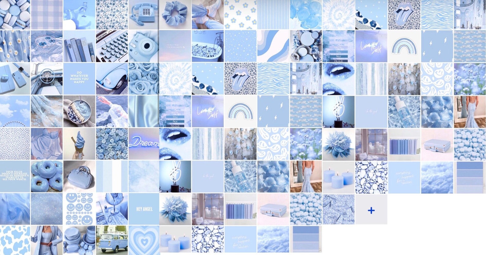 Aesthetic Blue Wall Collage 81 Pcs Blue Photo Wall Collage Etsy