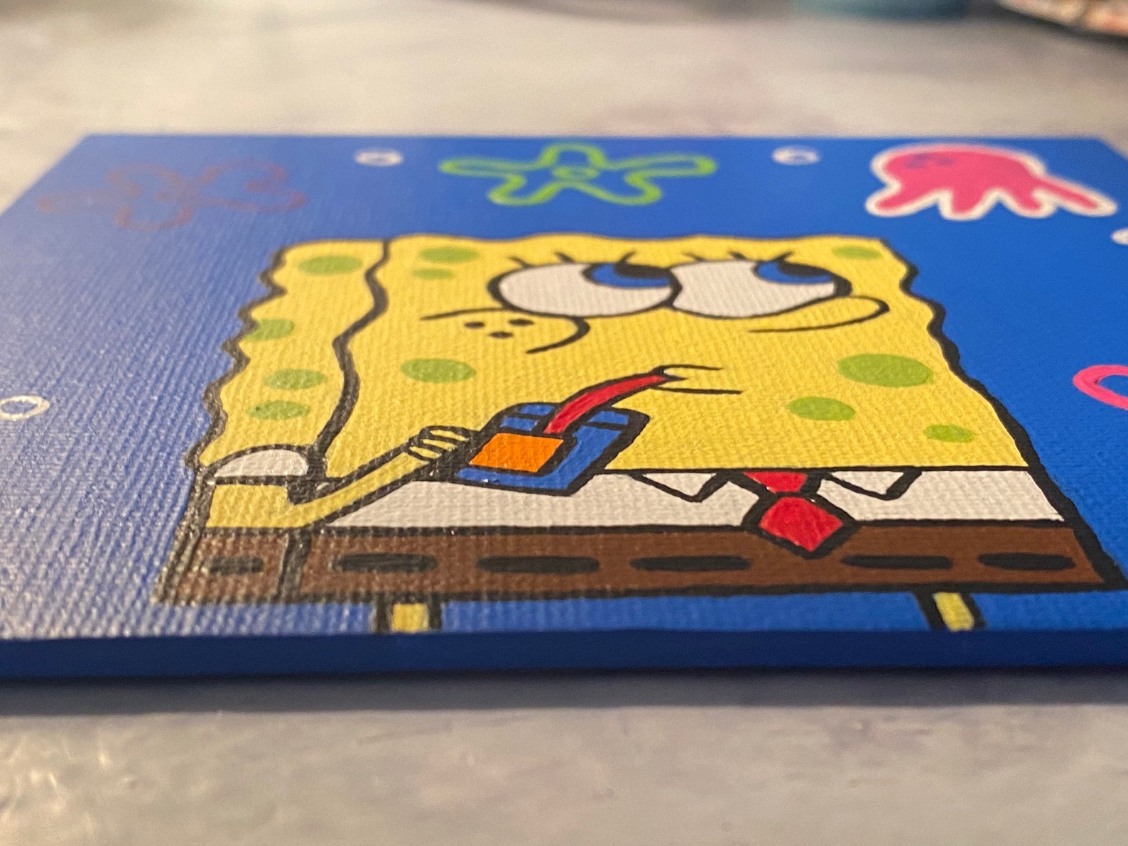 Spongebob Acrylic Canvas Painting 6x6in - Etsy