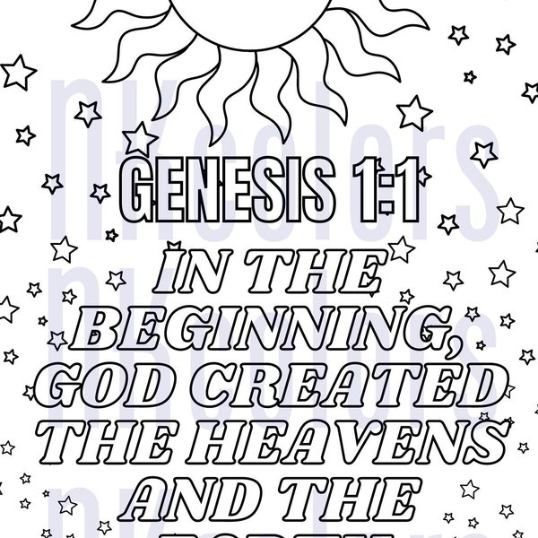 Genesis Coloring Page - Etsy