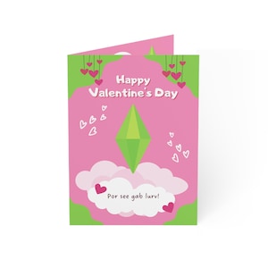 Tarjetas de felicitación, tarjeta de San Valentín para el mejor amigo de los jugadores de Sims (paquete de 10), tarjetas de amistad divertidas, notas de amor para jugadores, regalos de San Valentín para juegos,