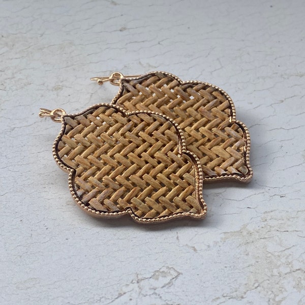 Rattan Earrings - Etsy