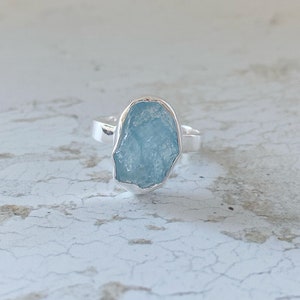 Raw Aquamarine Sterling Silver Ring