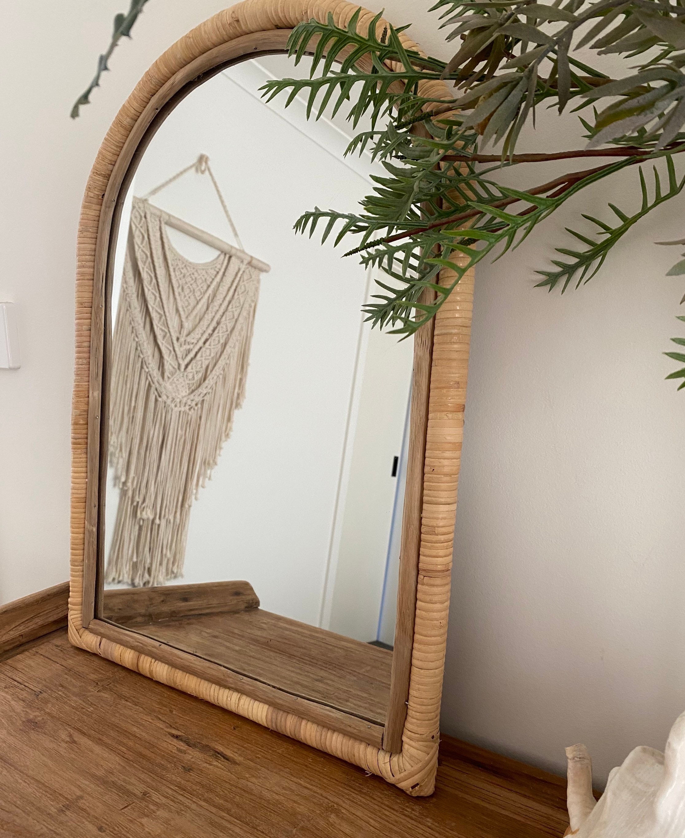 Rattan Arch Mirror Bohemian Coastal Homewares Wall Hanging Etsy
