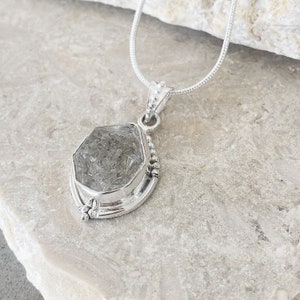 Raw Herkimer Diamond Sterling Silver Pendant Necklace