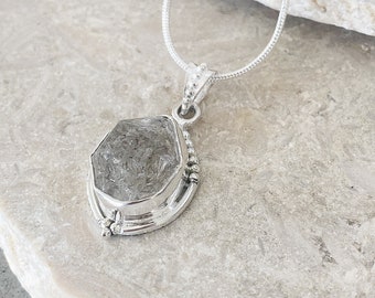 Raw Herkimer Diamond Sterling Silver Pendant Necklace
