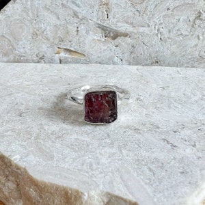 Raw Pink Ruby Sterling Silver Ring