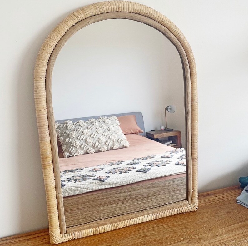 Rattan Arch Mirror Bohemian Coastal Homewares Wall Hanging Etsy